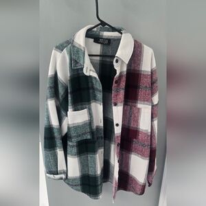 Dressed in LALA Green and White Plaid Jacket